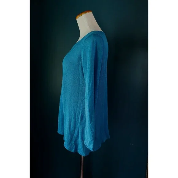 Eileen Fisher Top Sweater Women Size S Royal Blue 100% Organic Linen Round Neck - Picture 7 of 9